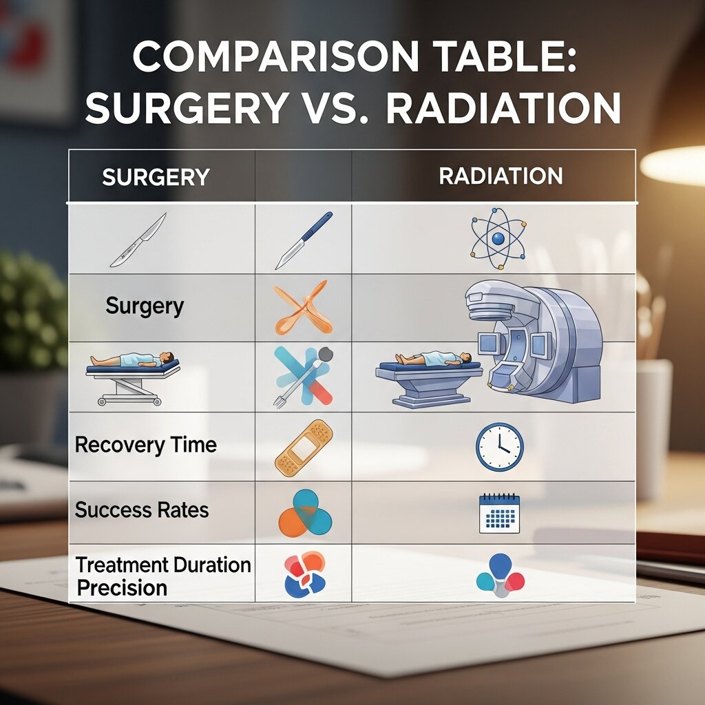 Comparison Table Surgery vs. Radiation